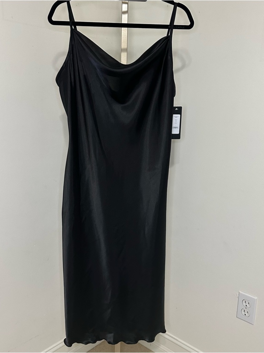 Black Bebe Slip Midi Dress with Cowl Neck